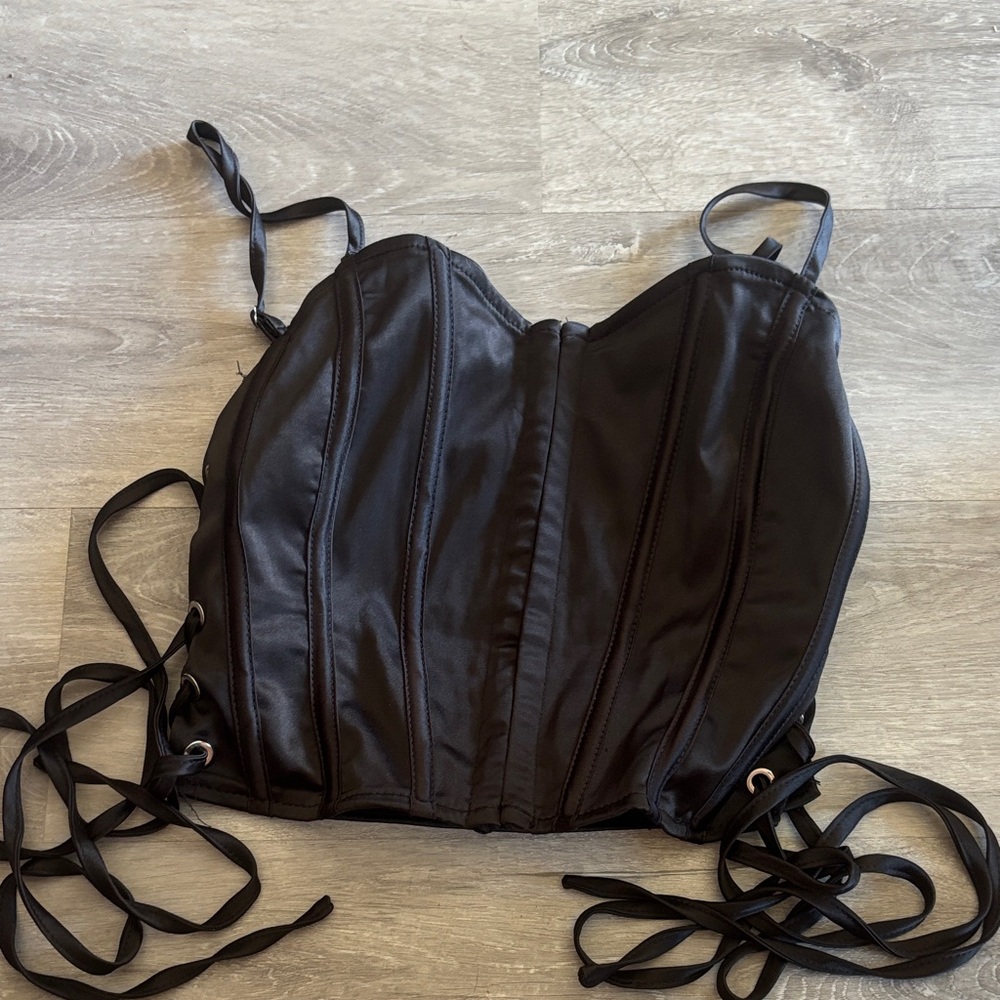 Windsor Black Satin Crop Top